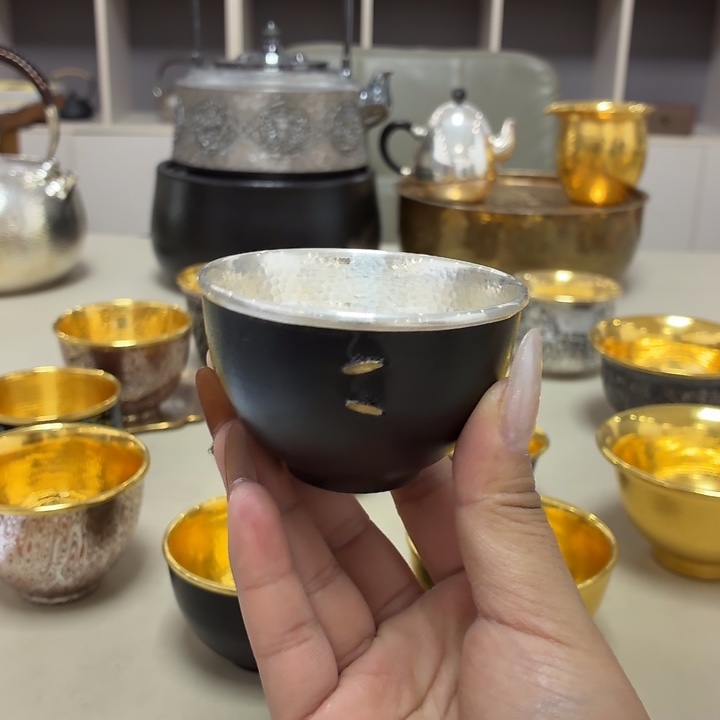 李小鹤铁包银足银999锔钉杯100毫升