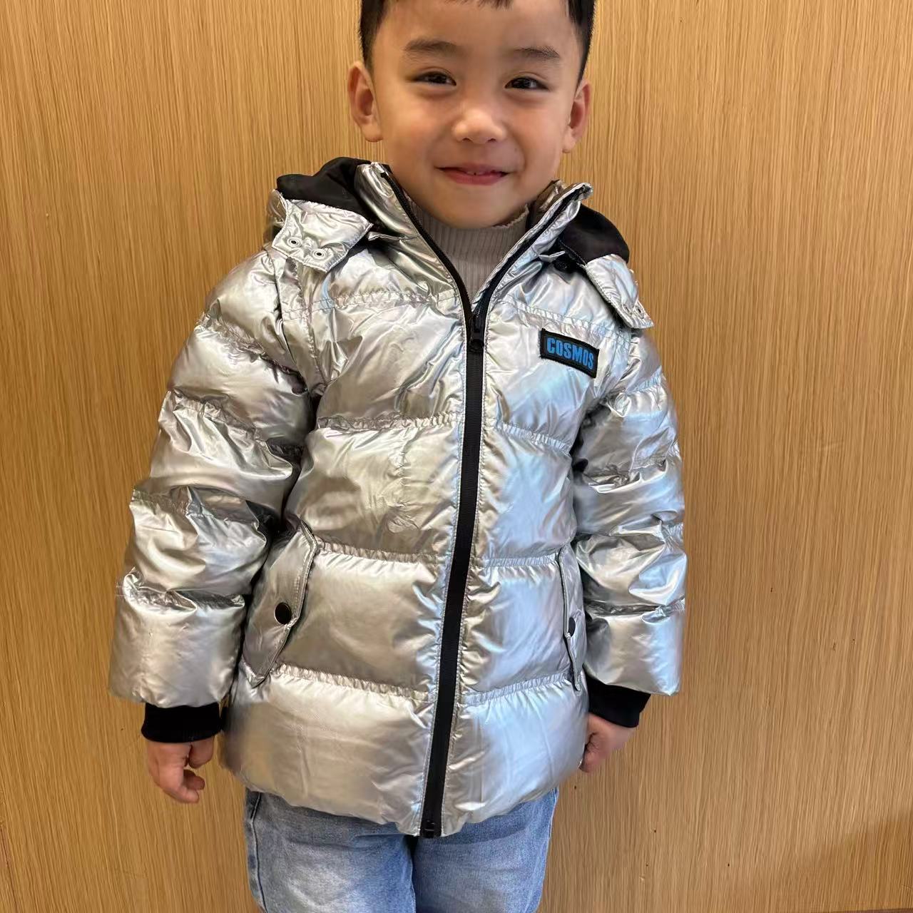 【优子壹家上新】男女儿童连帽时尚免洗梭织加厚可拆袖羽绒服142701