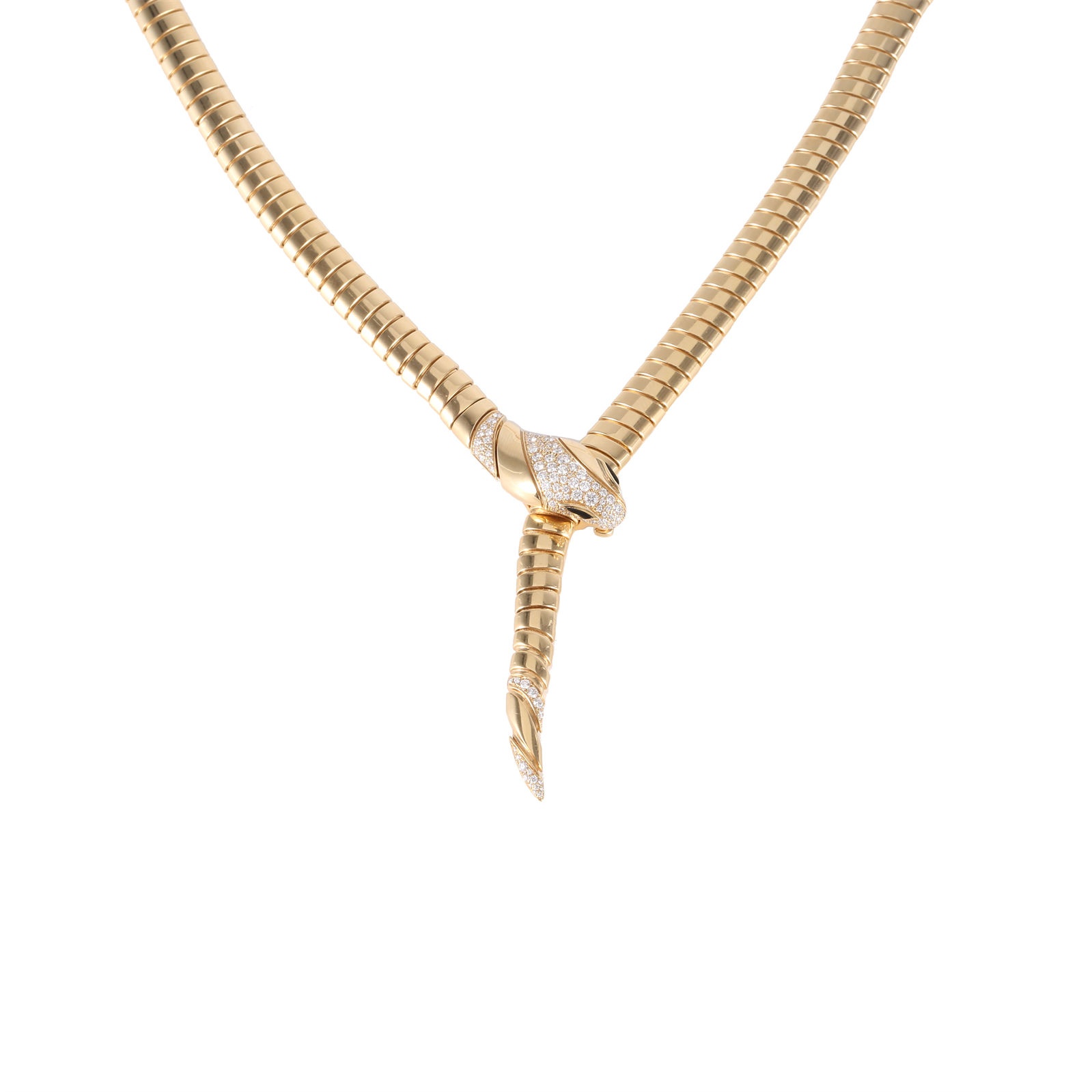 未使用 BVLGARI/宝格丽 拆大头专属 18K黄金 宝格丽蛇骨项链 