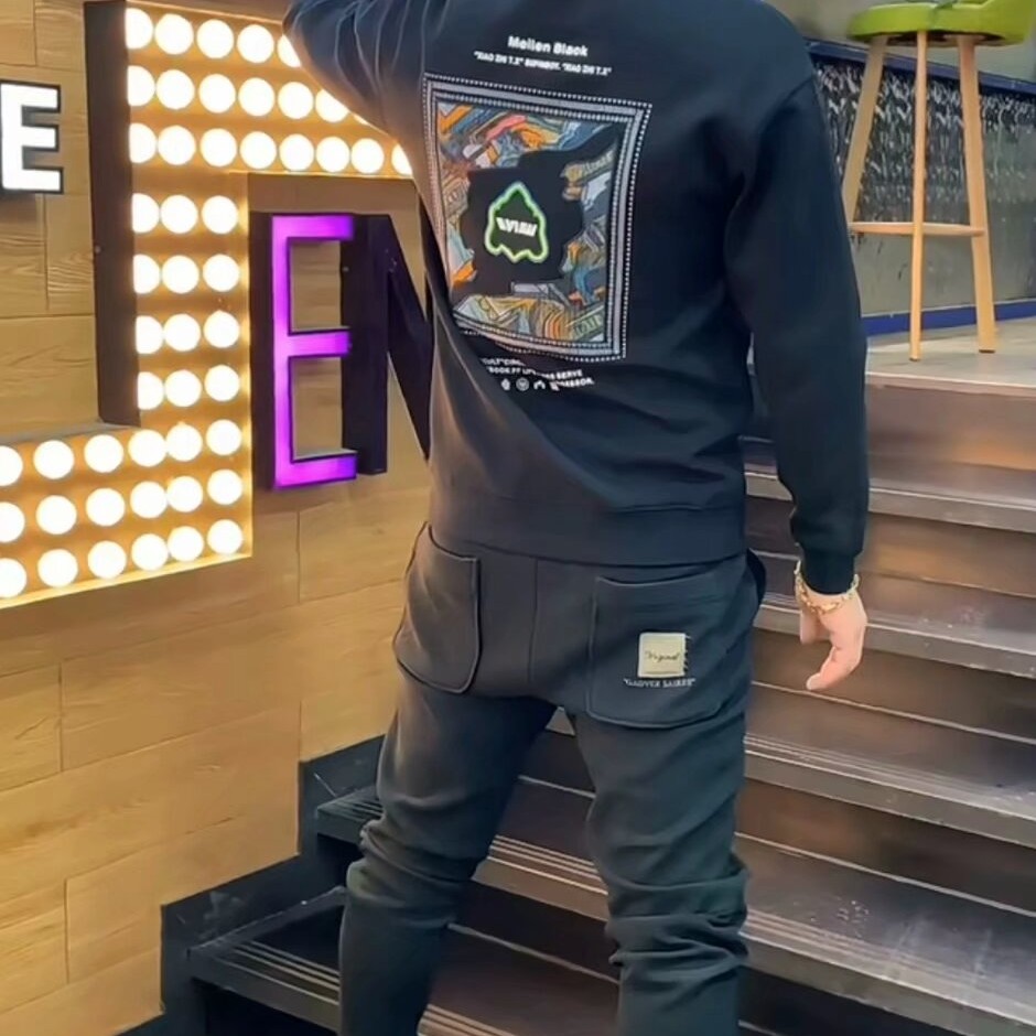 秋冬新款男士圆领套头长袖卫衣2024潮男休闲修身打底衫上衣