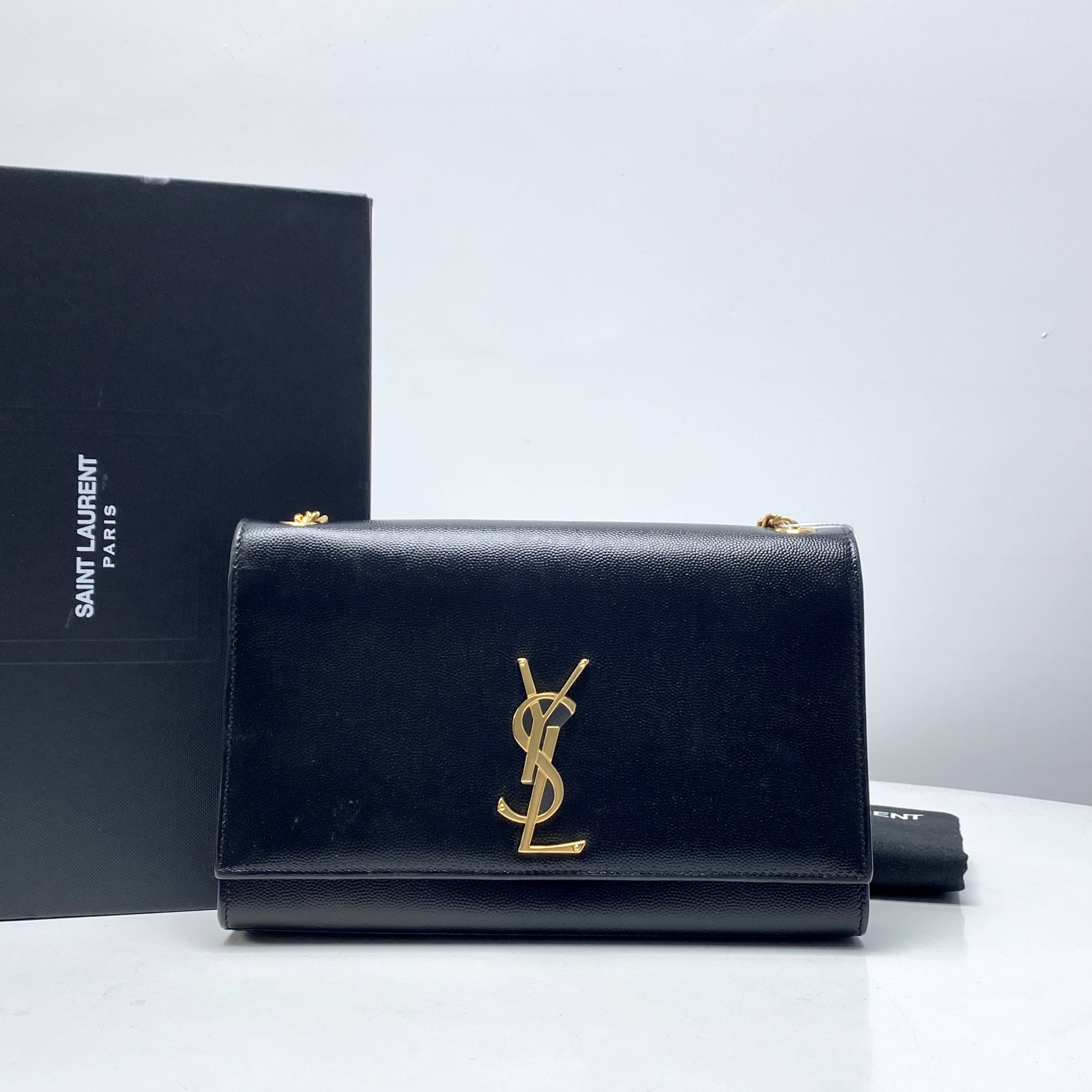 99新 YSL/圣罗兰 玺越奢品 YSL黑金中号链条包 BY2406