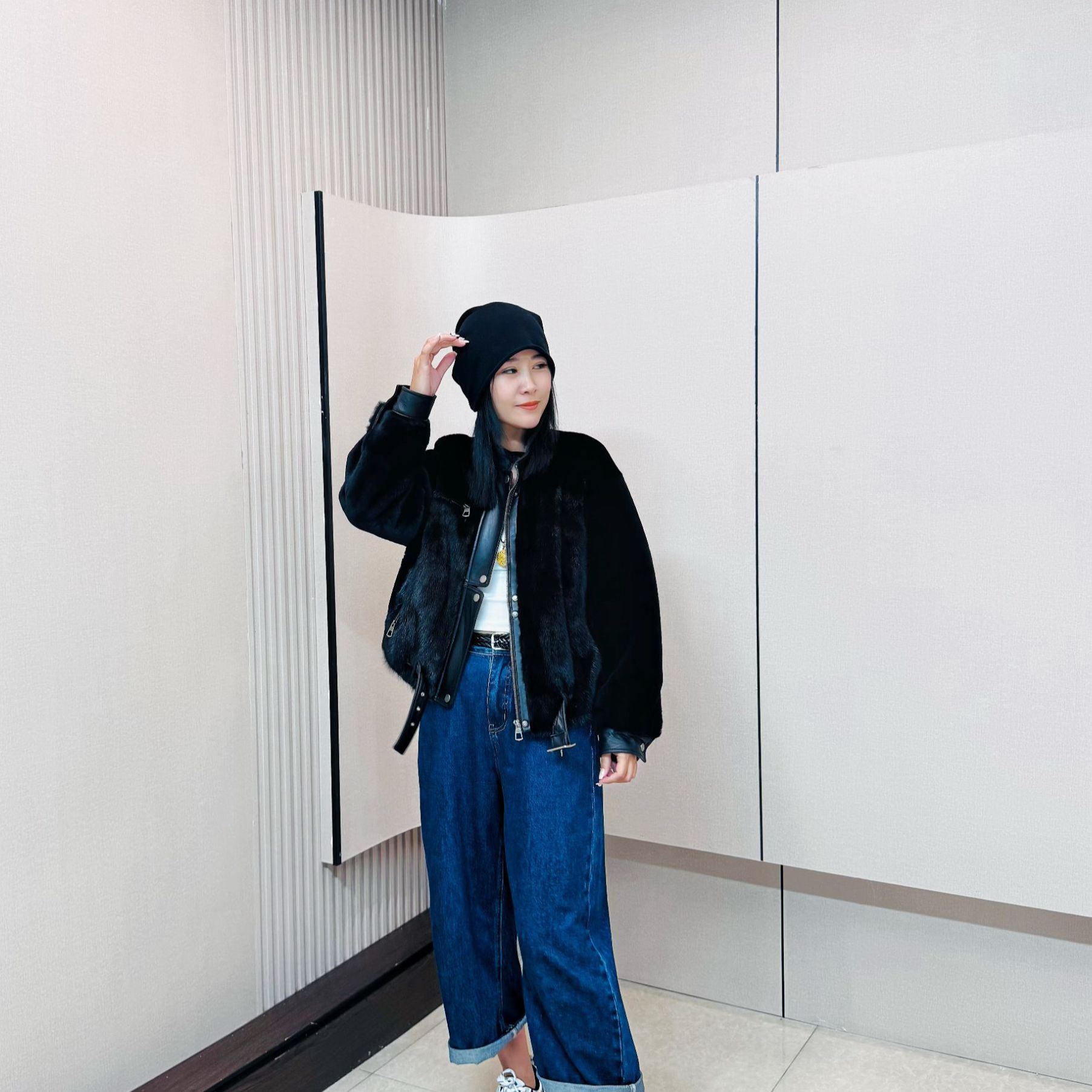 [MT'Fur] 美利奴皮毛一体配整版貂皮外套女