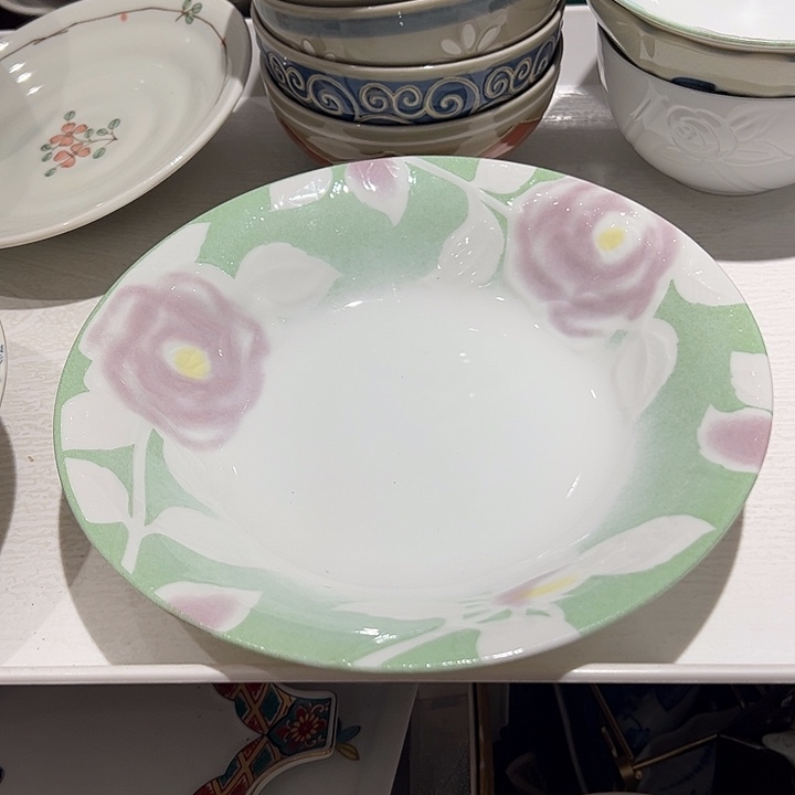 微***笑瓷立体浮雕玫瑰花有深度菜盘子超润很清新