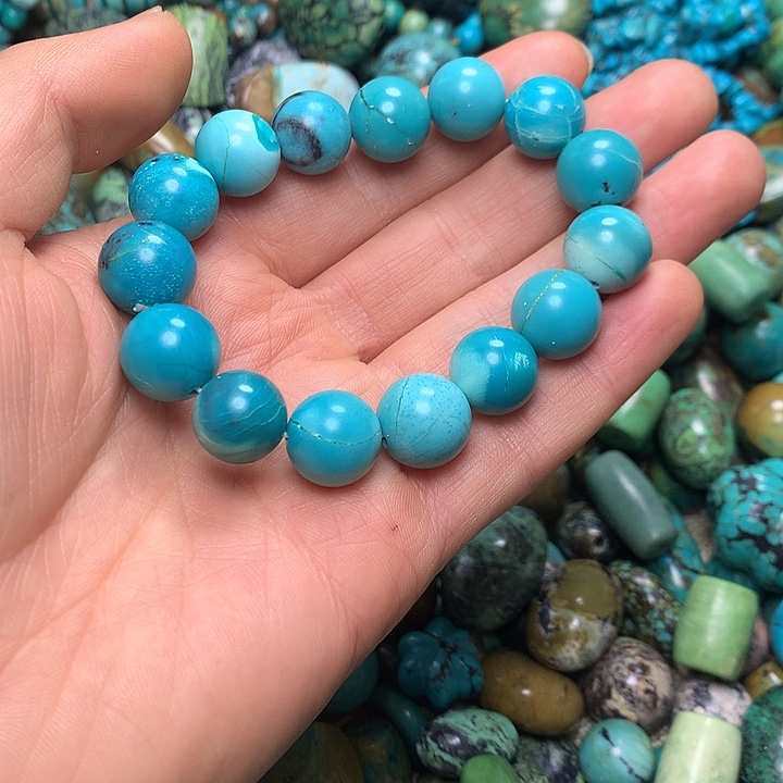 狼***人木质不锈钢高瓷蓝手串