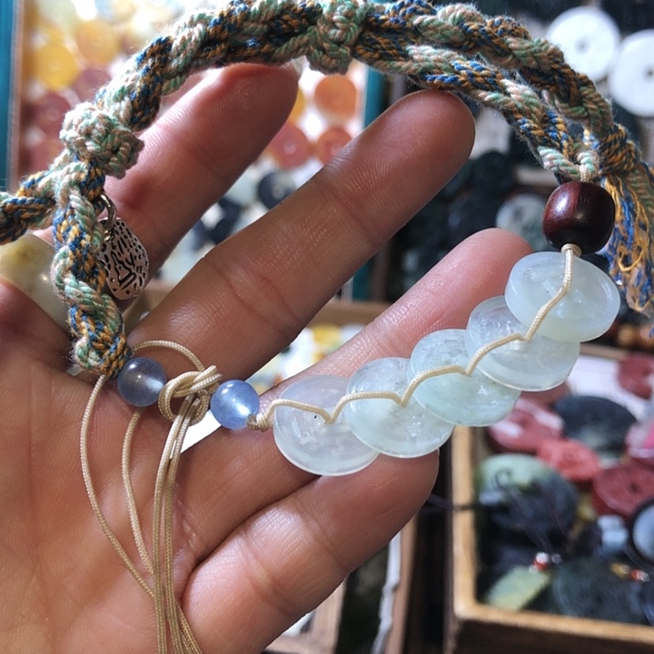 岫玉岫玉五帝钱手链未镶嵌