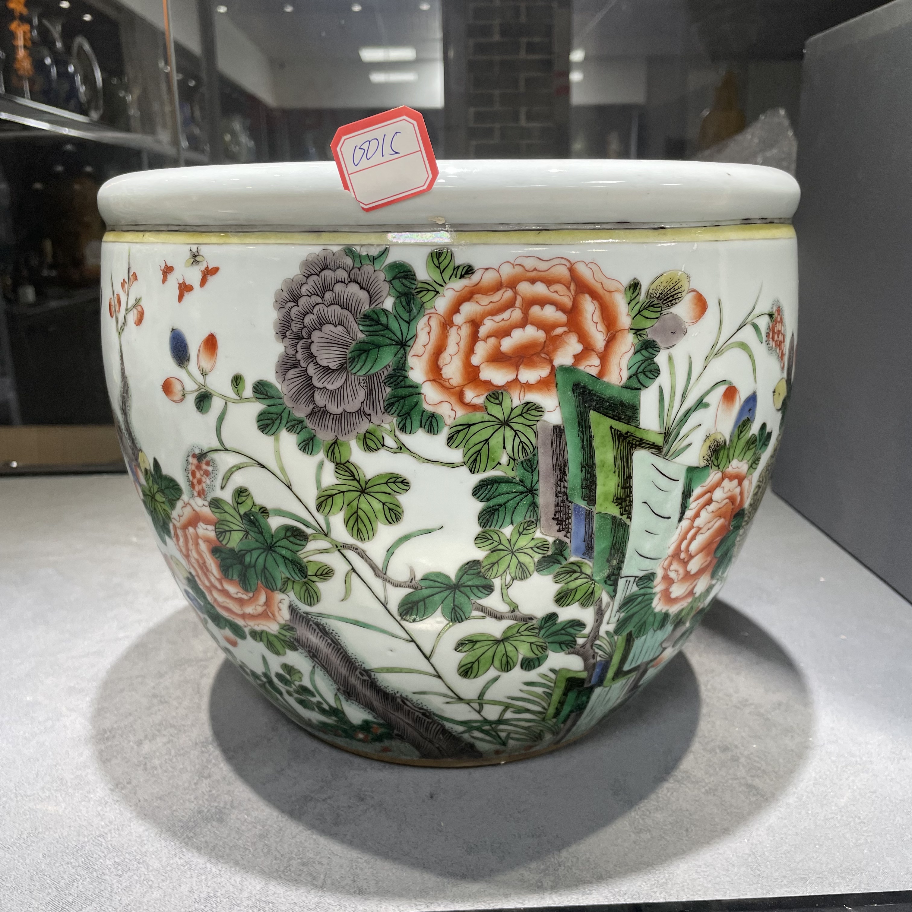 清光绪五彩花鸟大缸0015