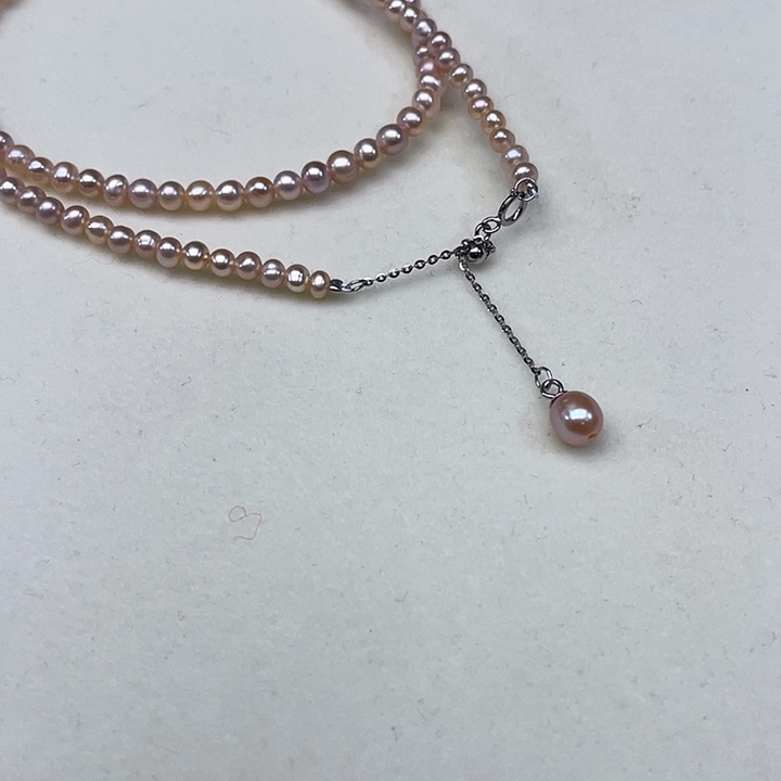 颈饰淡水珍珠银S925镶嵌卡4➕极光中国红