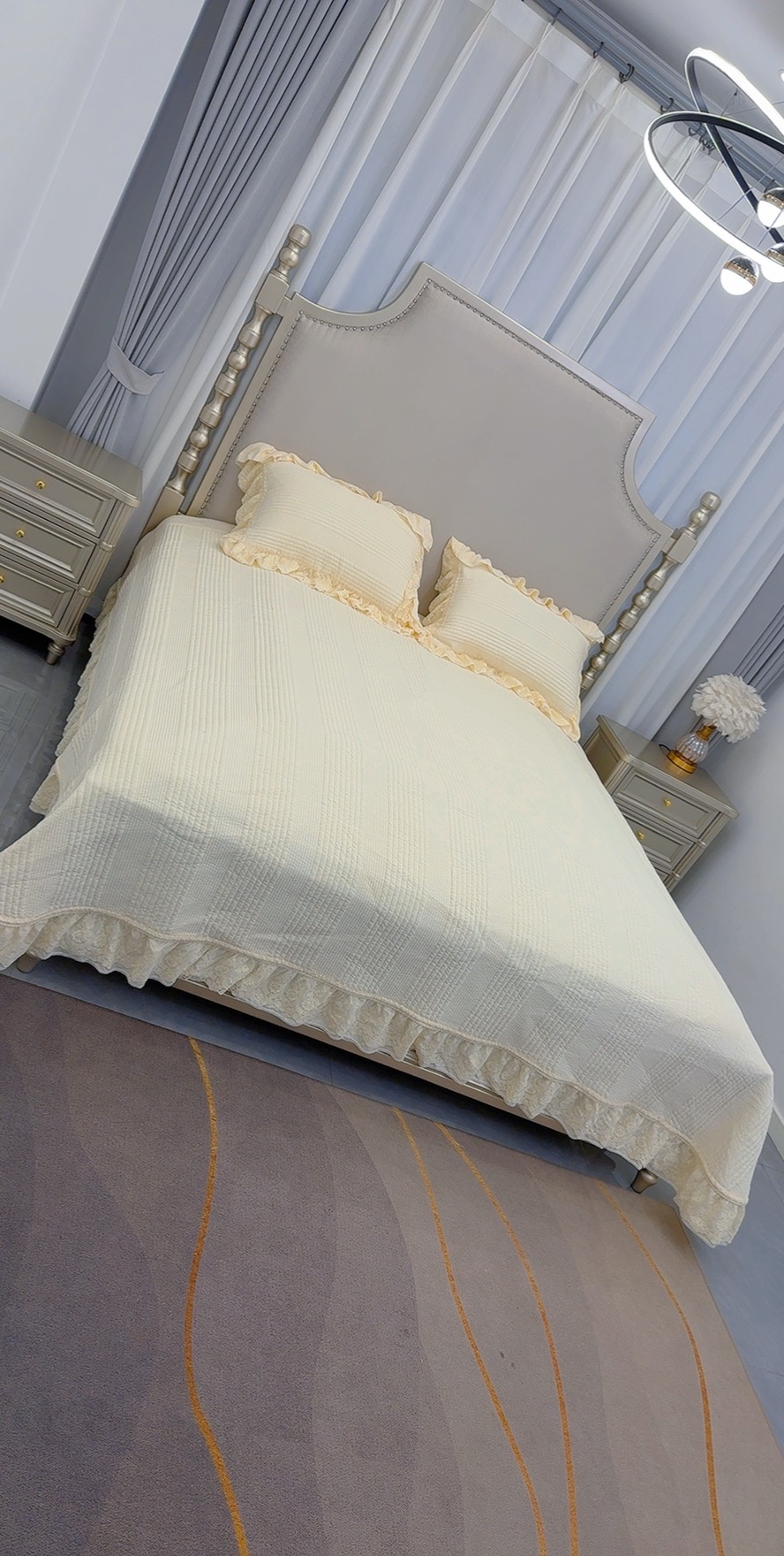 纯色床盖欧诗漫砂洗莫代尔床盖三件套韩版韩版