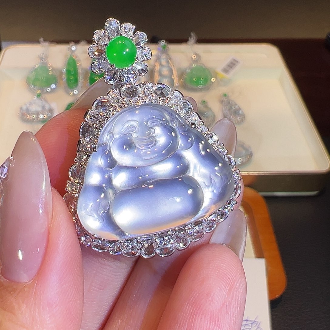 翡翠18K金镶嵌吊坠(不含链)翡翠