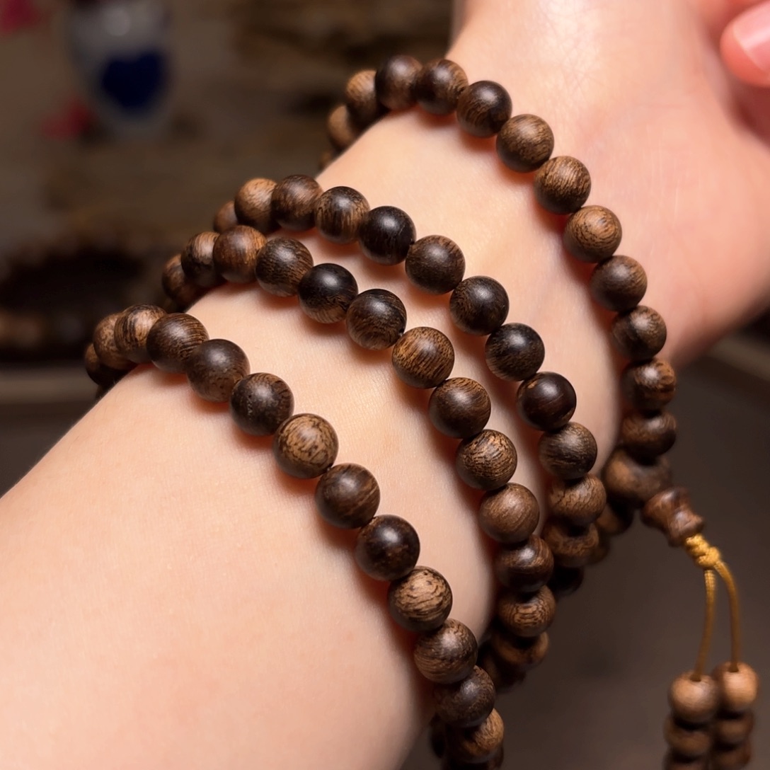 沉香手串越南芽庄白黄棋瘤疤0.6×108