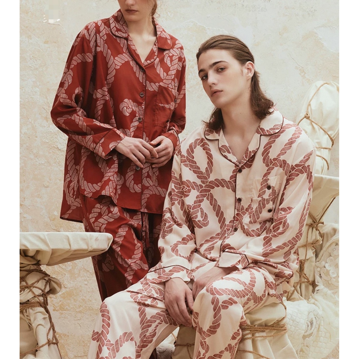 【唐家永结同心-情侣款】新款天丝棉外穿长袖居家服睡衣套装