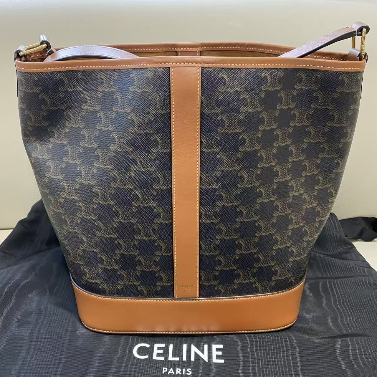 95新 Celine/思琳 经典老花中号水桶单肩/斜挎包
