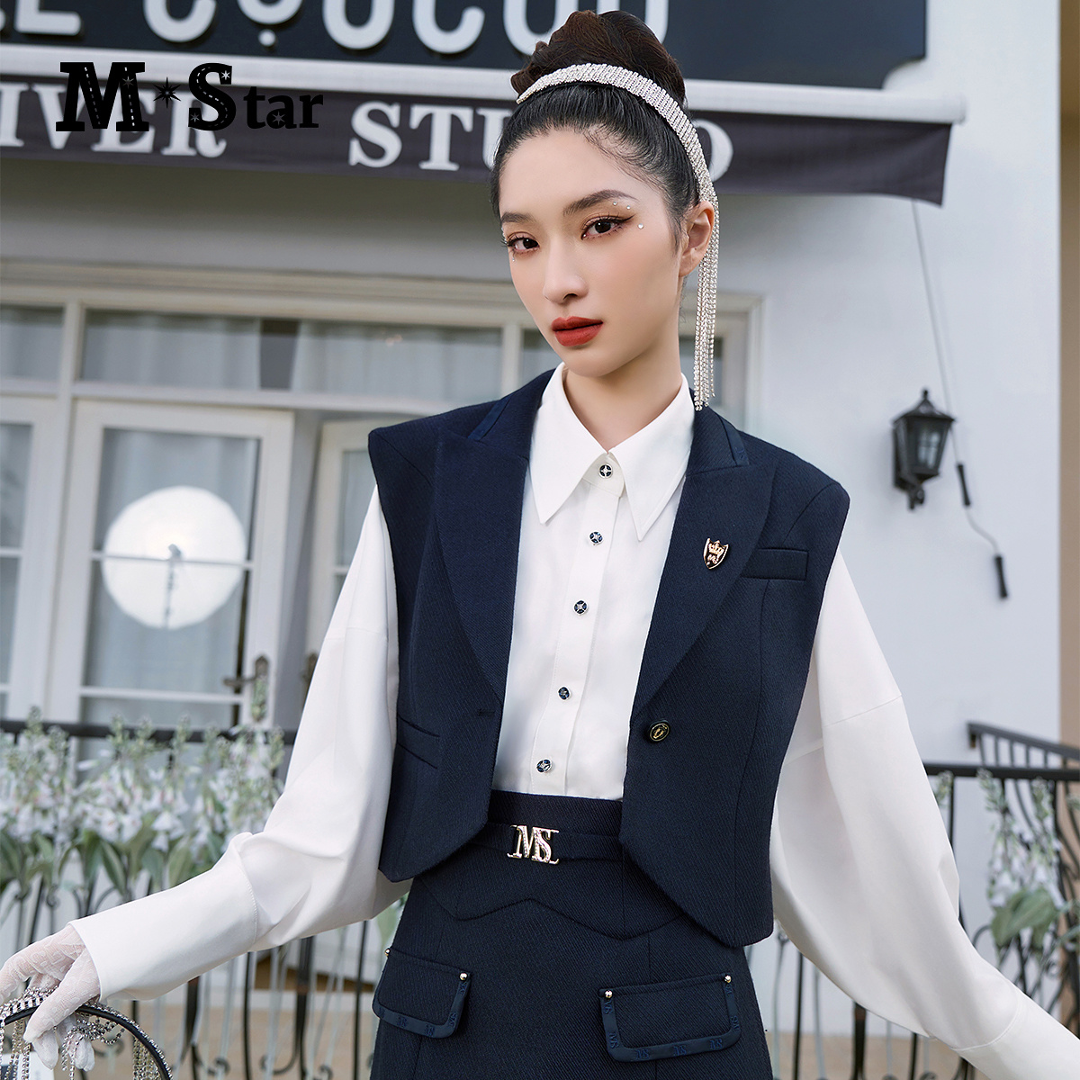 【小余专属】M-Star复古通勤风长袖衬衫气质衬衣 SEES133570