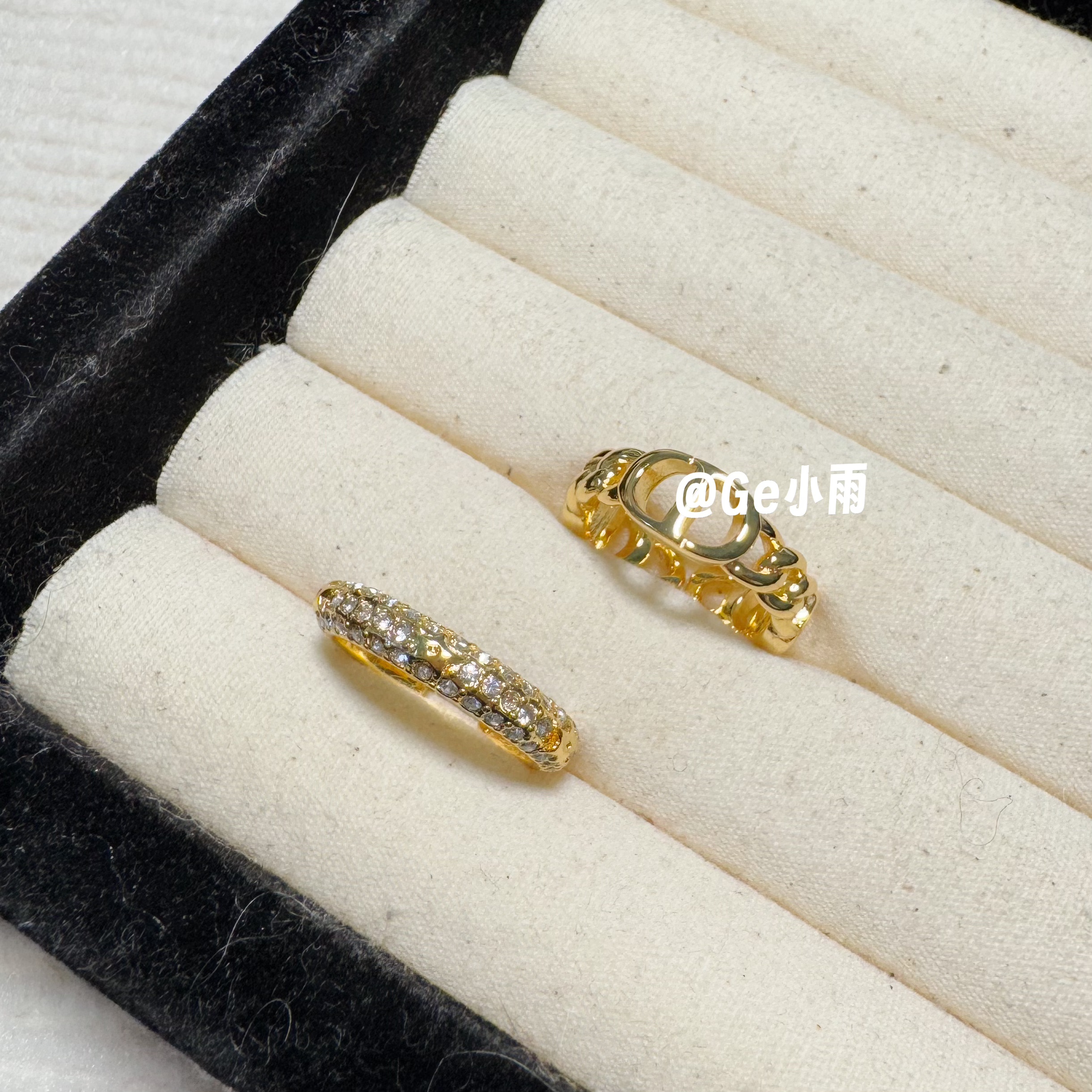 铜合金合成锆石戒指 【YYSL-07】C*D大牌感金色套戒戒指