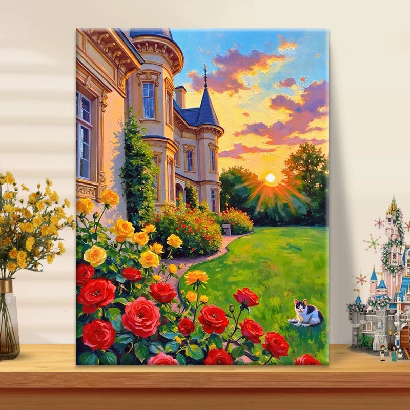 暮烬玫色|数字油画diy真心遮盖六代颜料填涂色手绘礼物油彩装饰画