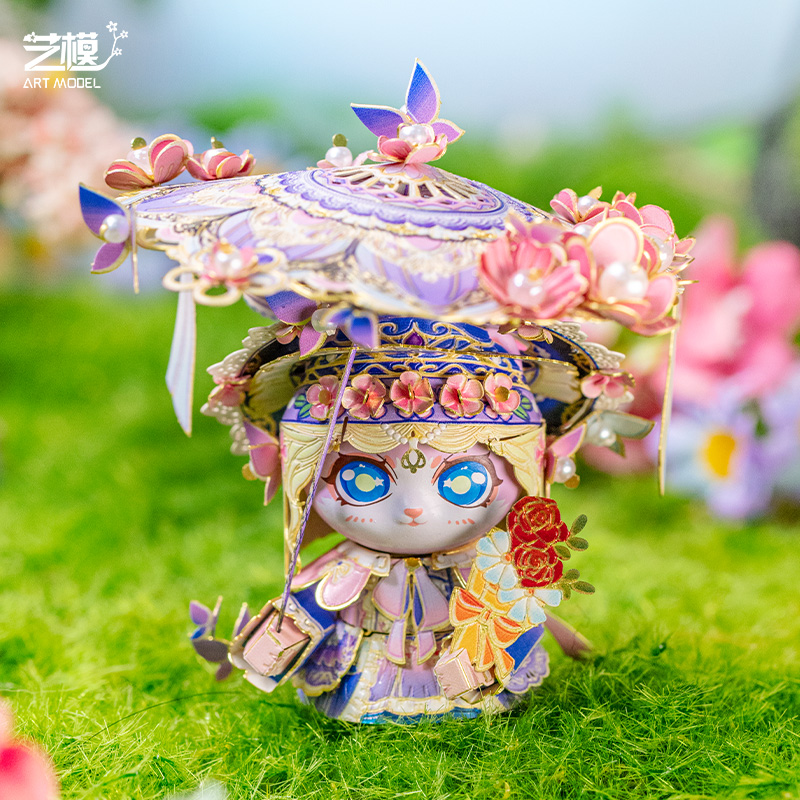 艺模喵之城喵花璃3D立体拼图金属拼装模型手工玩具礼物招财猫摆件