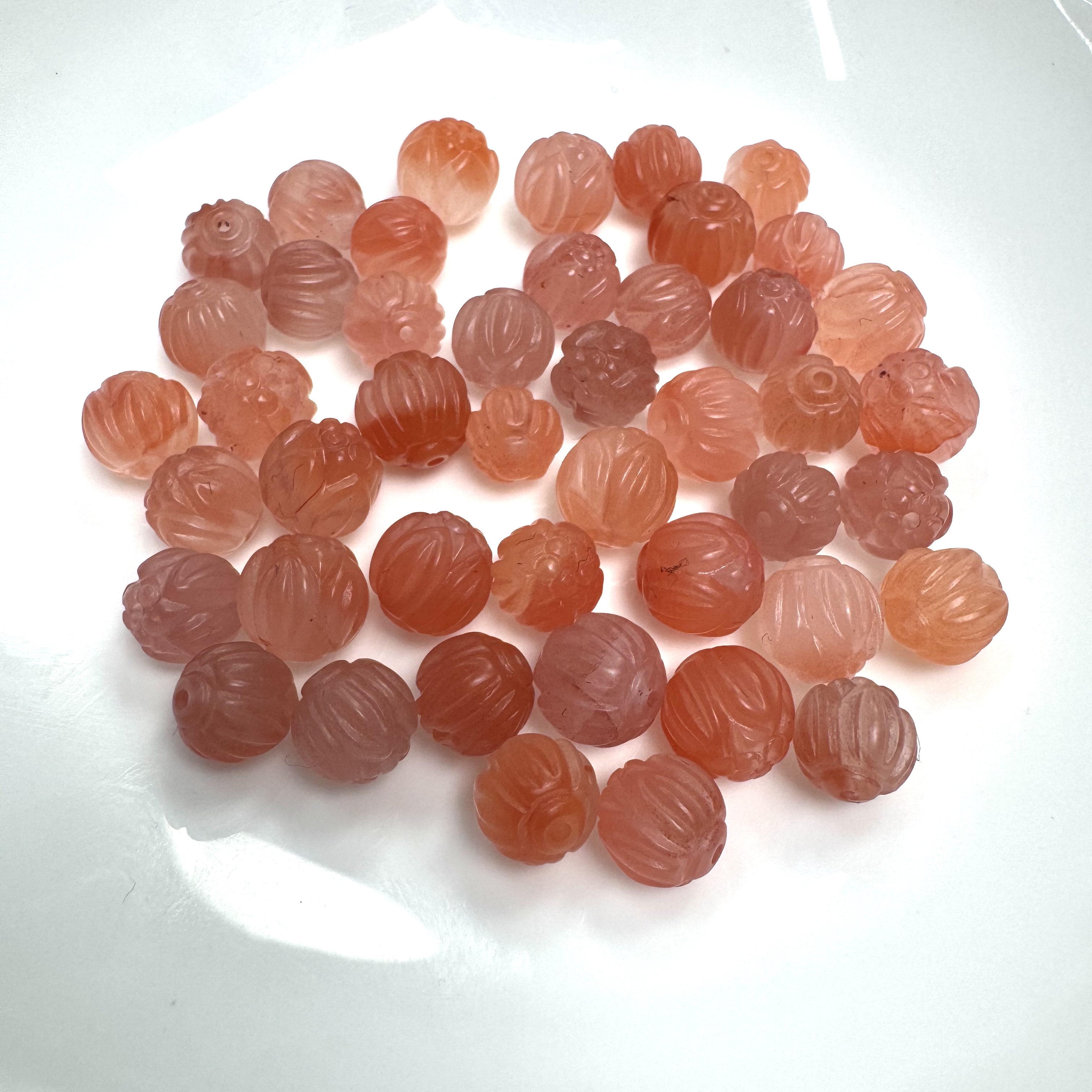 【珠宝厂长】约8mm冰红南红玛瑙莲花珠单珠配件多样性发一