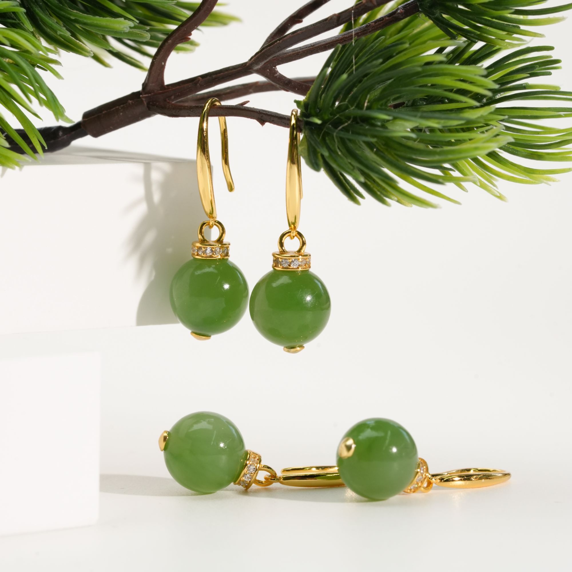 【小北好物】s925银和田玉耳钩约9mm+【多样性发一件】QH08X785