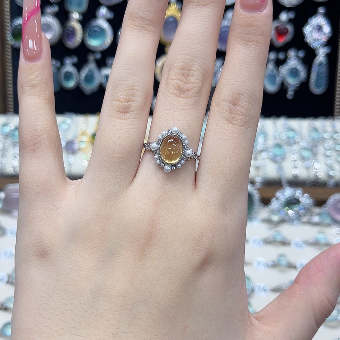 戒指银S925镶嵌黄晶