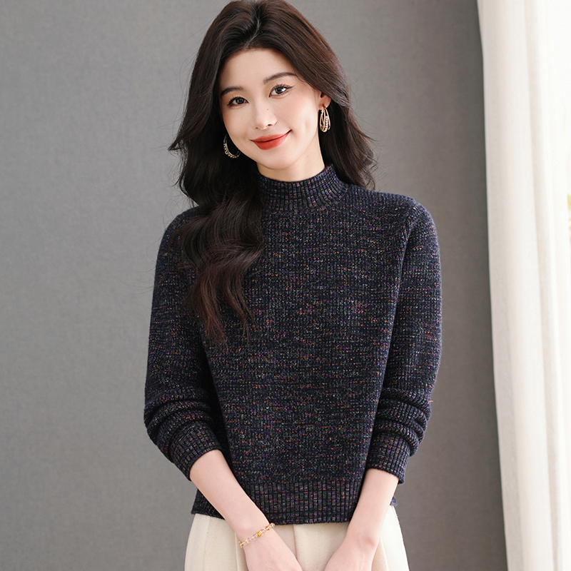 哥弟莉娅半高领短款毛衣女秋冬新款加厚羊毛小个子洋气针织打底衫