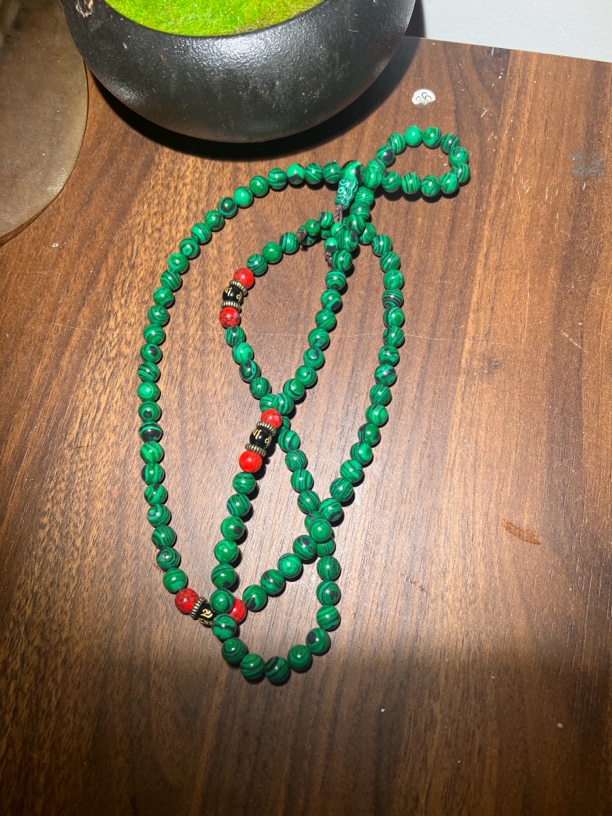 可乐推荐专拍链接 孔雀石108毛衣链