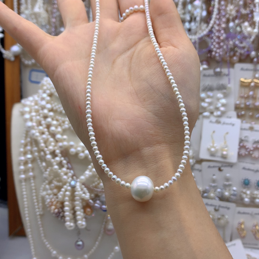 @***、合金淡水珍珠项链耳饰