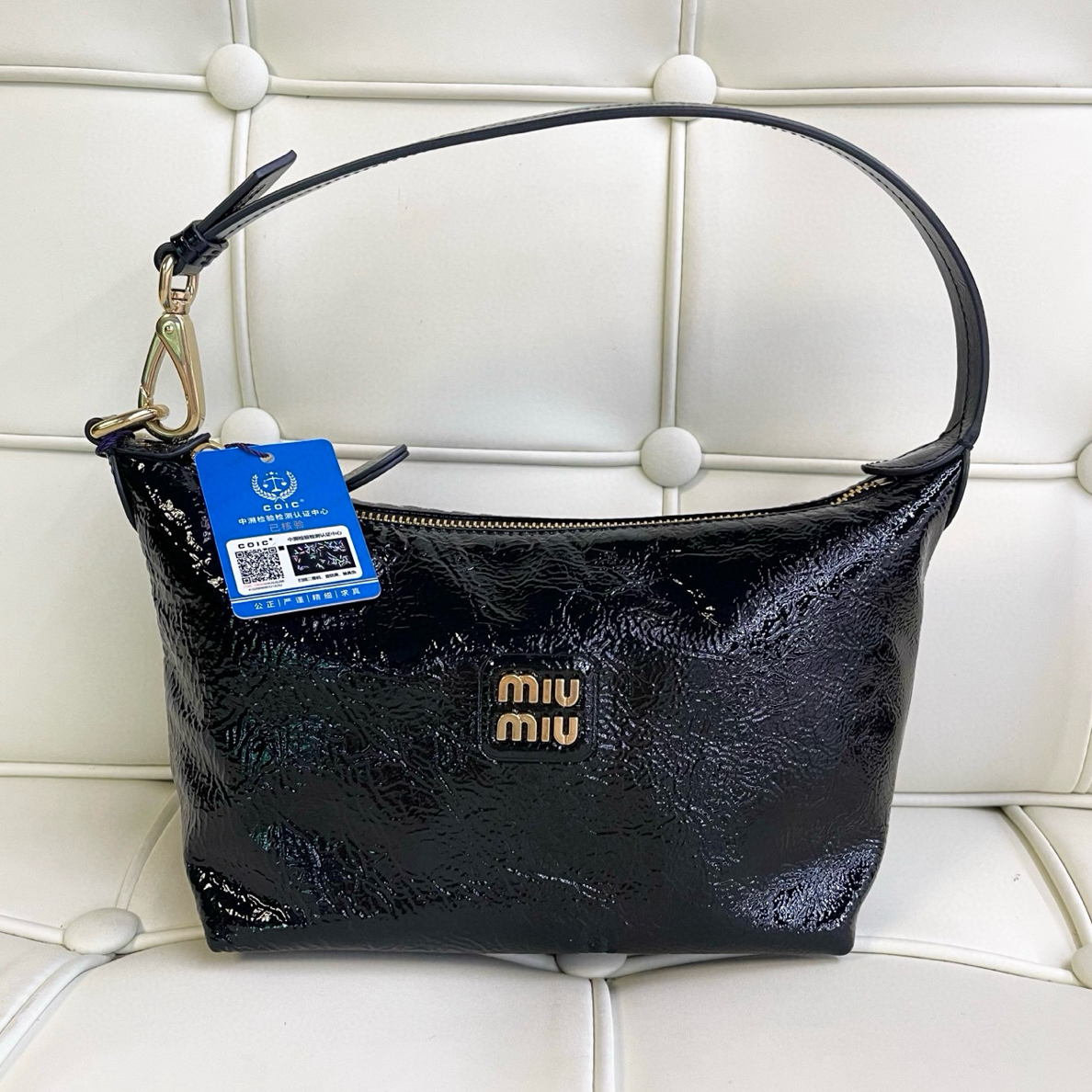 99新 MIU MIU/缪缪 119547 miumiu漆皮饭盒包手提包