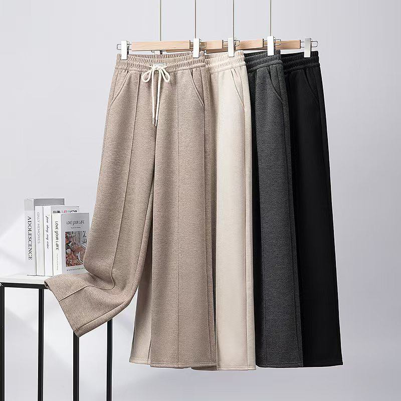 （衣兮抽褶垂感直筒裤）6610冬季新款加厚宽松遮跨藏肉百搭休闲裤D