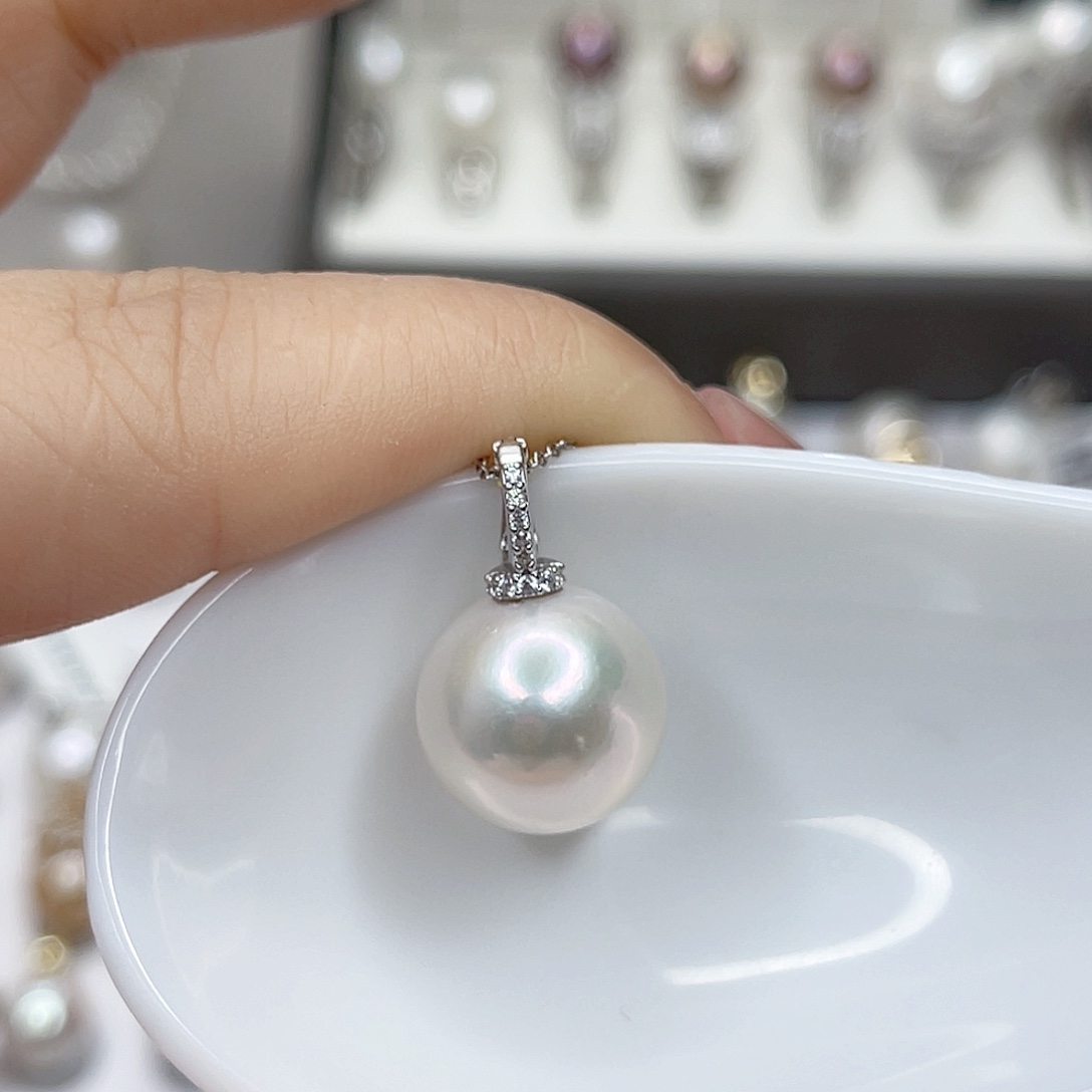 淡水珍珠银S925镶嵌吊坠(不含链)