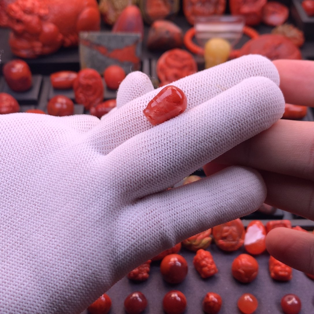 南红玛瑙未镶嵌川料原矿玫红火焰纹奶嘴三通10.5✖️16mm