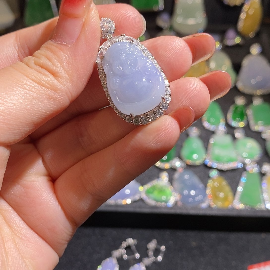 颈饰银S925镶嵌翡翠天然翡翠