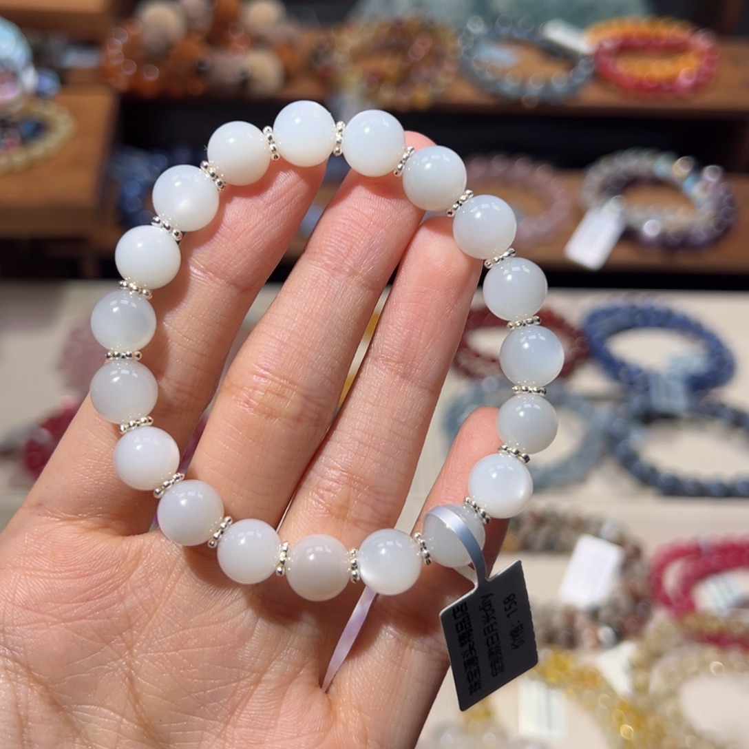 漂***女手链长石未镶嵌9m定制款白月光