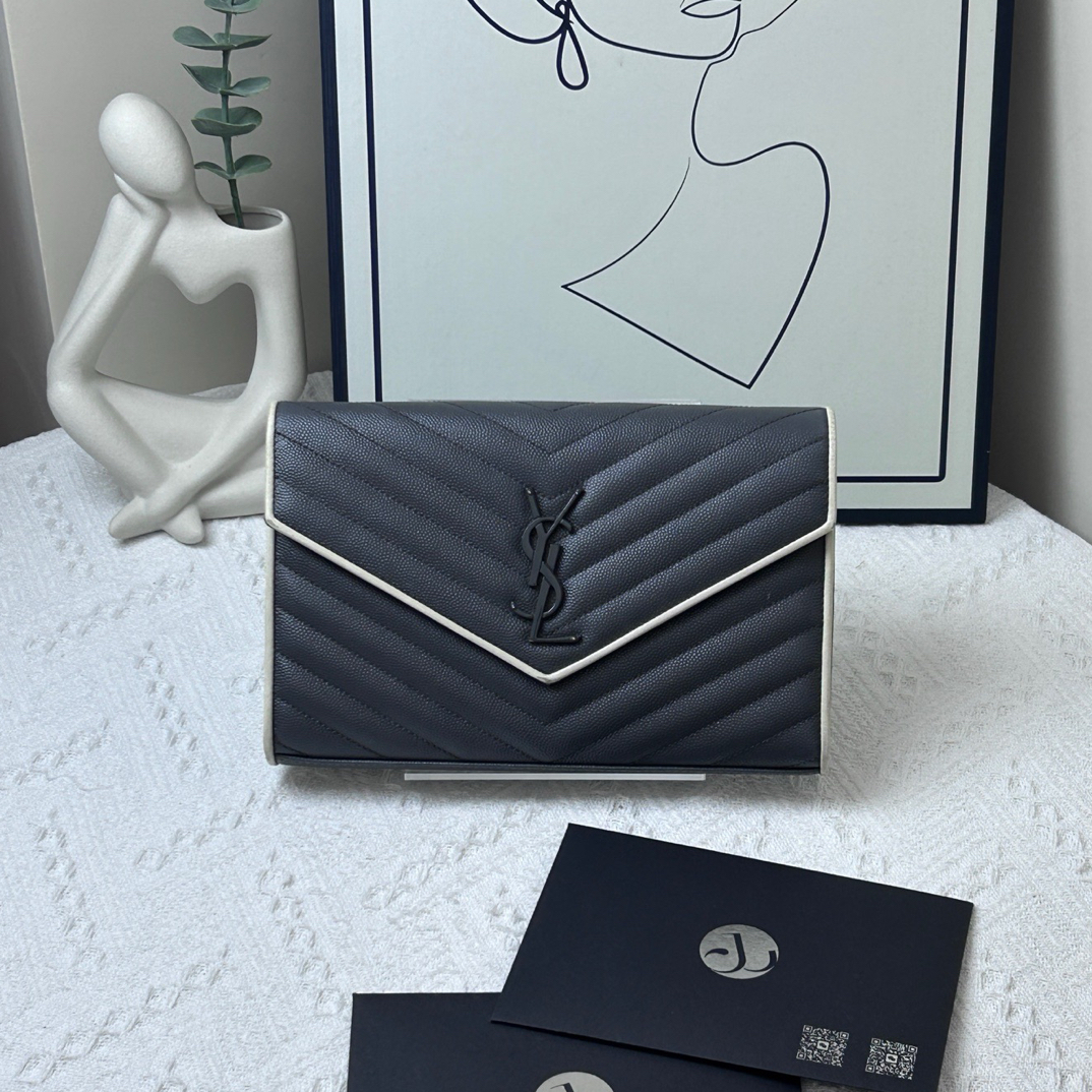95新 YSL/圣罗兰 信封灰色/JWX5512