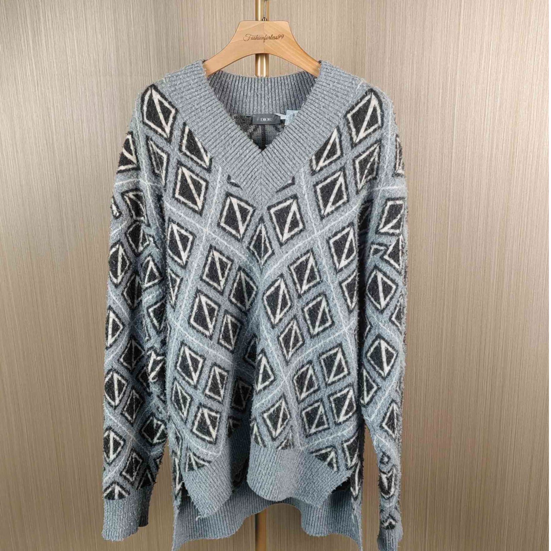 99新 DIOR/迪奥 菱形图案起球羊毛衫 M 12期免息 17626170