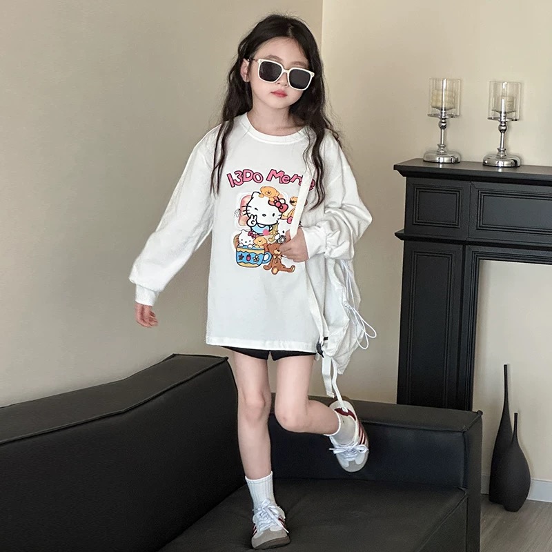 【断码清货】2025春卡通猫咪印花圆领T恤打底衫 D207 207 R 