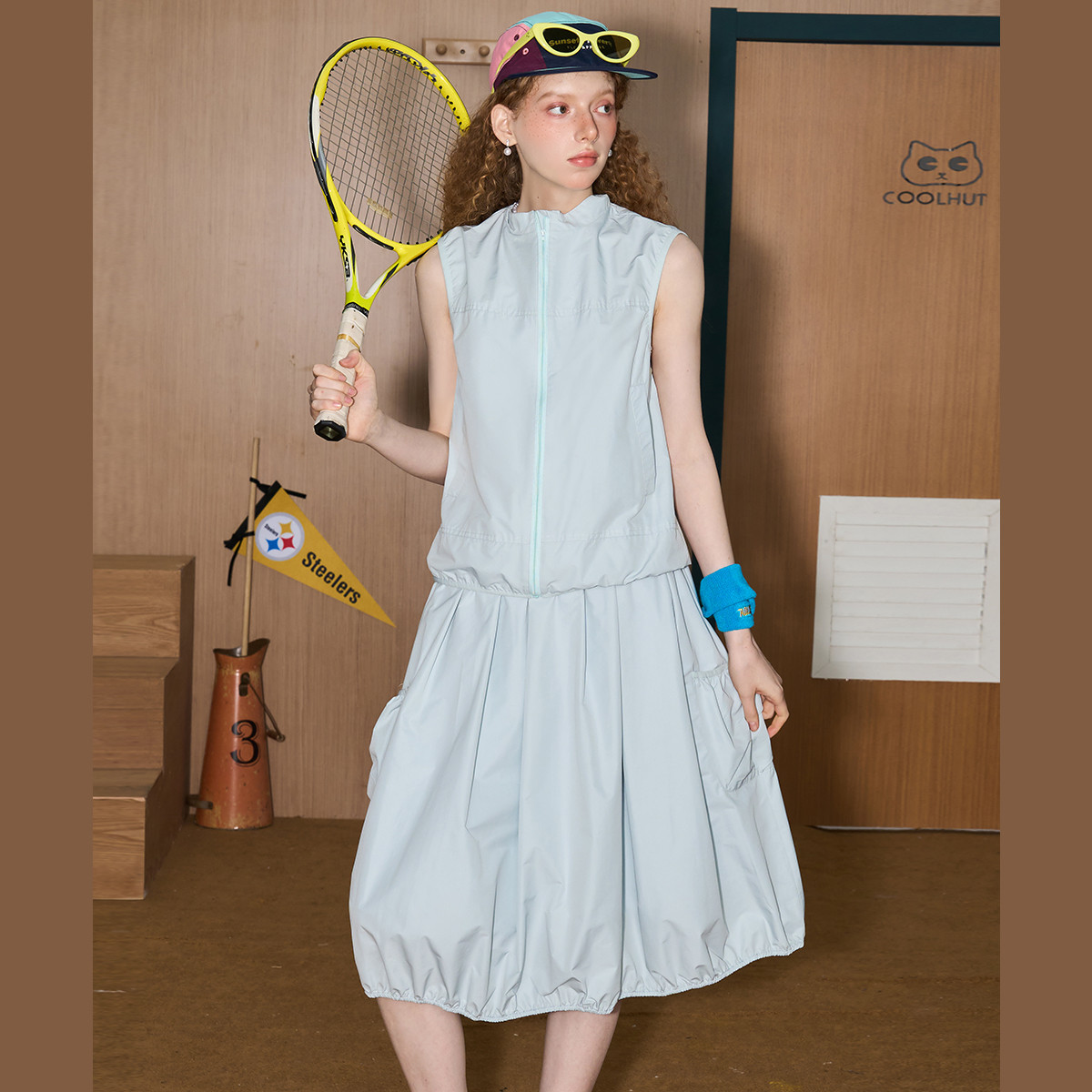 【女装优选FY】coolhut套装抽褶工装无袖蓬蓬裙大口袋套装CSBE5200