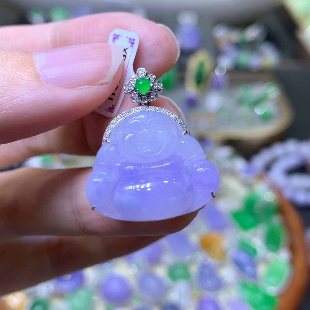 【闪购商品】翡翠颈饰18K金镶嵌翡翠吊坠项链