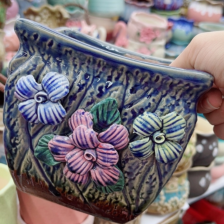 多肉绿植陶瓷花盆9.9包邮，有孔