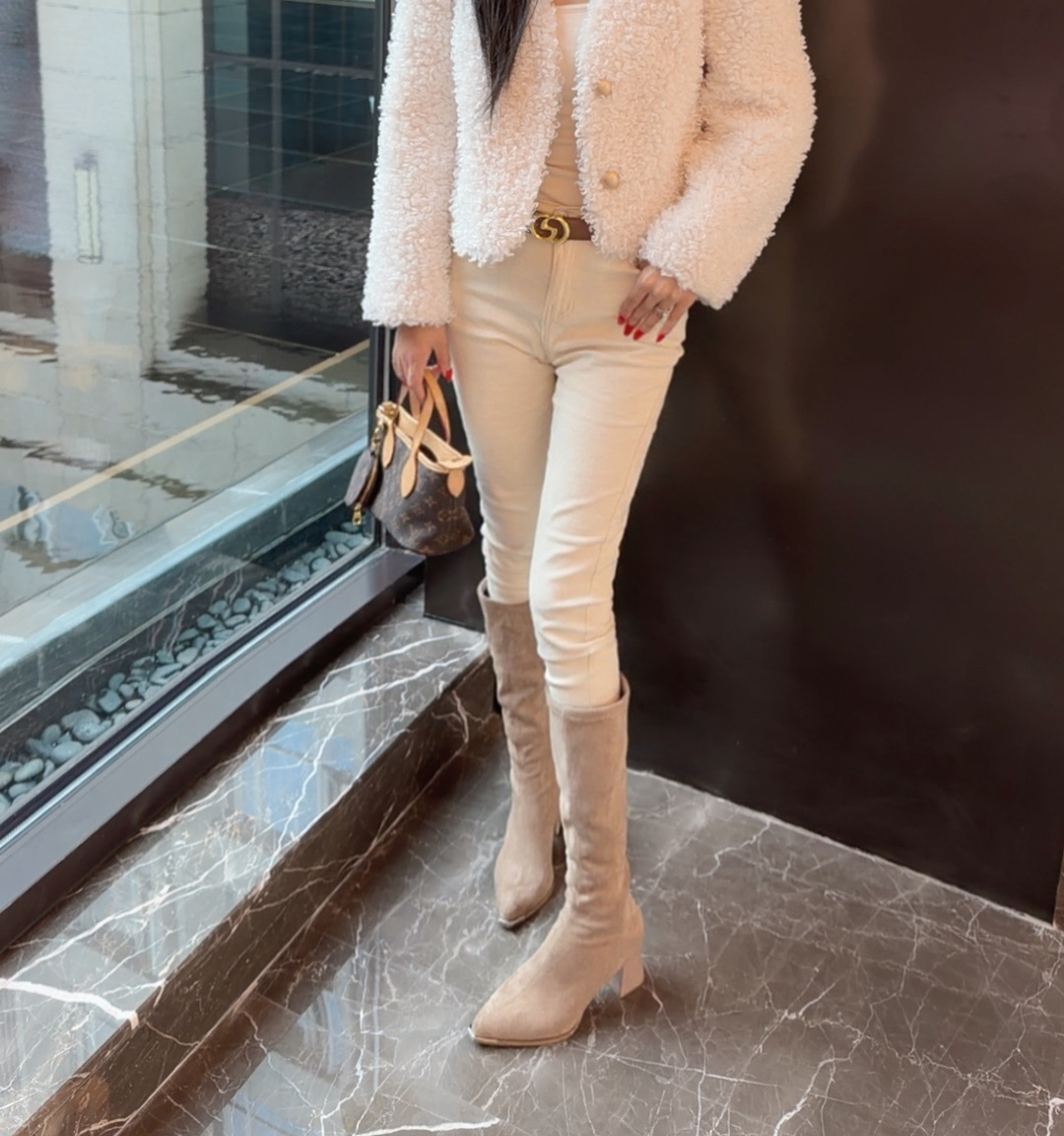 杏色弹力小脚牛仔裤女款2025年秋冬季显瘦高腰百搭紧身九分铅笔裤