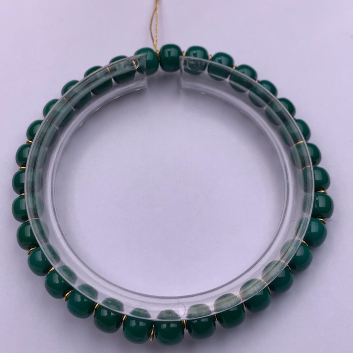 绿松石车挂18K金镶嵌卡6.3m老型手串