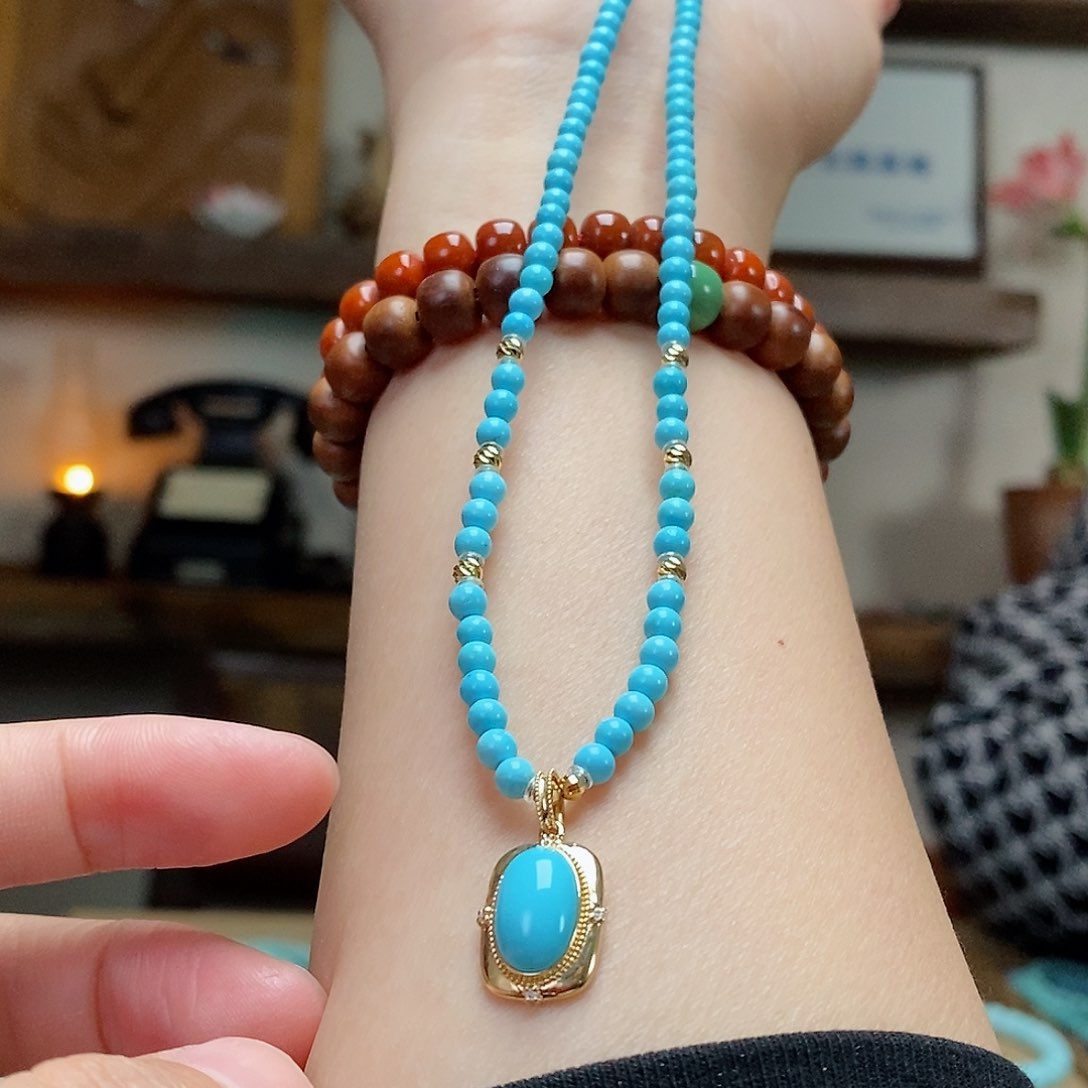 绿松石珠宝奇石18K金镶嵌