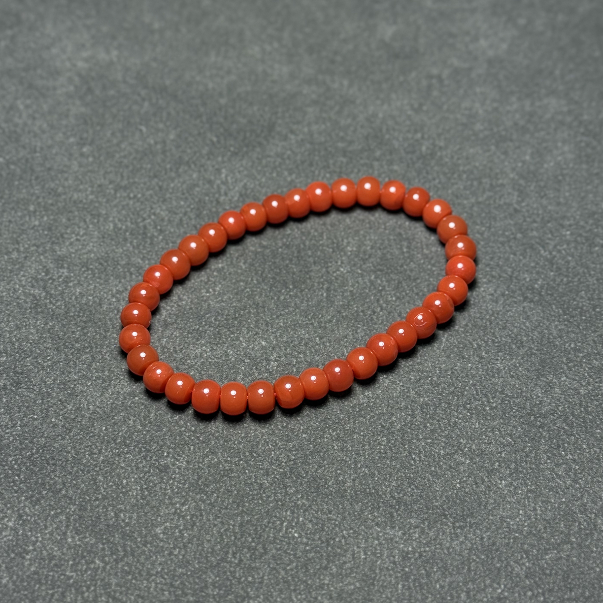 原矿南红柿子红直切鼓珠手串6mm➕-32