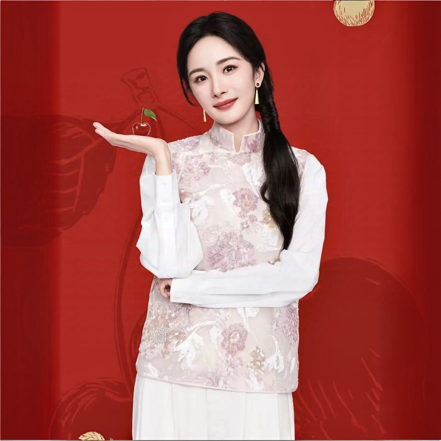 《英佳推荐》新中式网纱拼接亮片独特轻国潮风系带马甲马夹