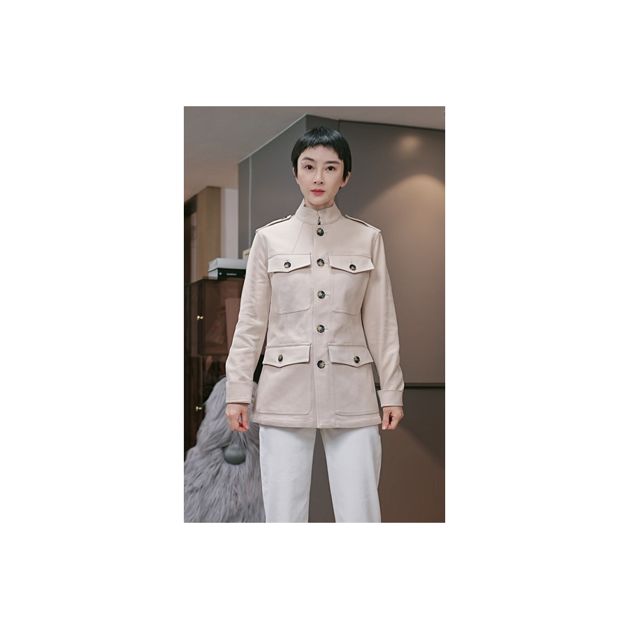 『帅气老钱.风衣』女士高档气质小立领短款风衣女装外套GD8819