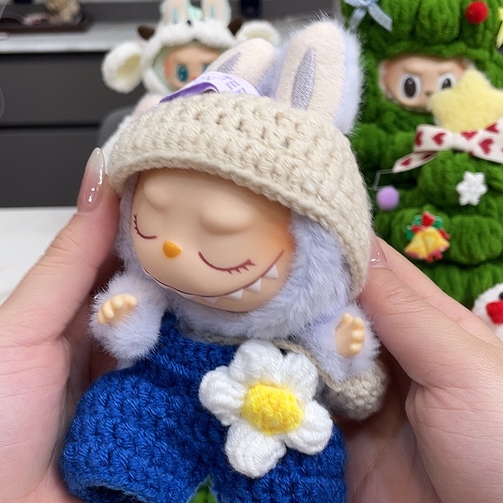 塑料小春野同款拉布布手工钩织三件套娃衣着替