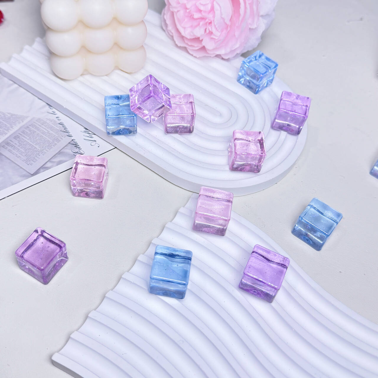 人鱼姬平面定制【葡萄果酒】夜光彩色冰块diy 18mmdiy摆件