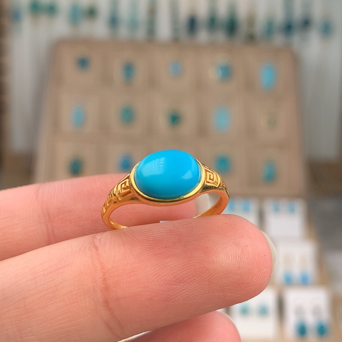 绿松石银S925镶嵌戒指