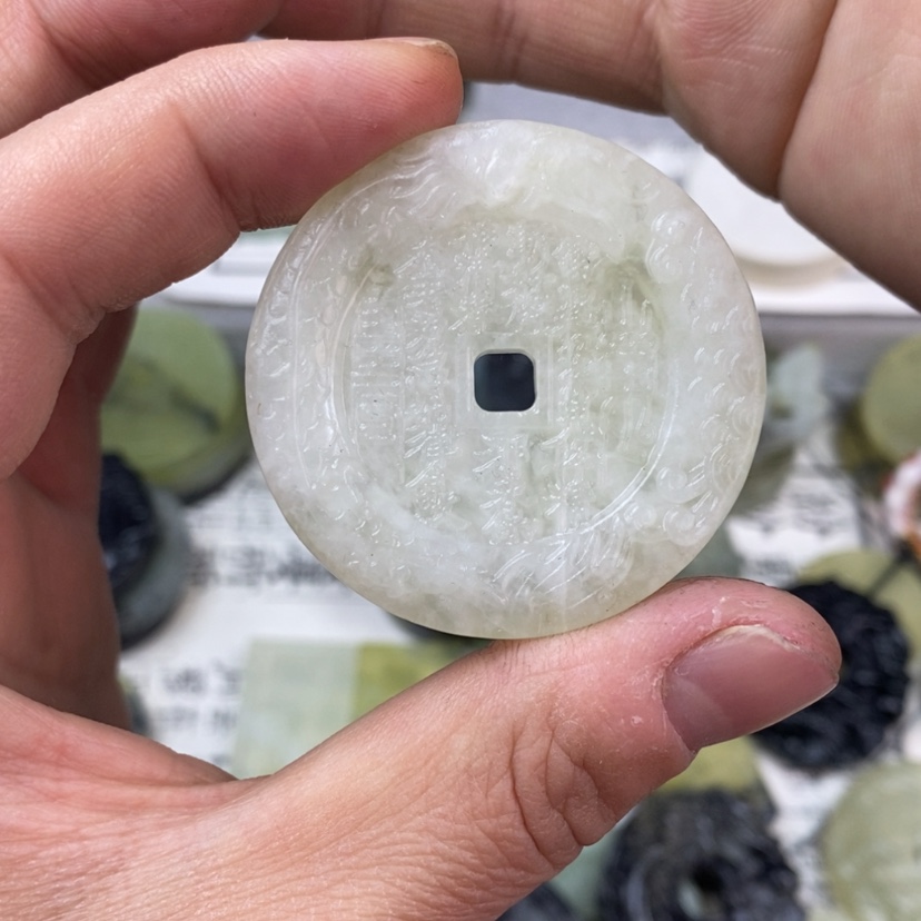 【闪购商品】岫玉颈饰未镶嵌岫玉山鬼花钱吊坠