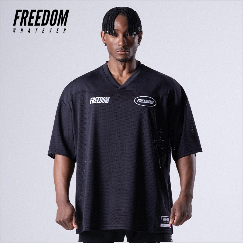 FREEDOM健身短袖橄榄球透气短袖美式健身训练肌肉吸汗上衣李金波
