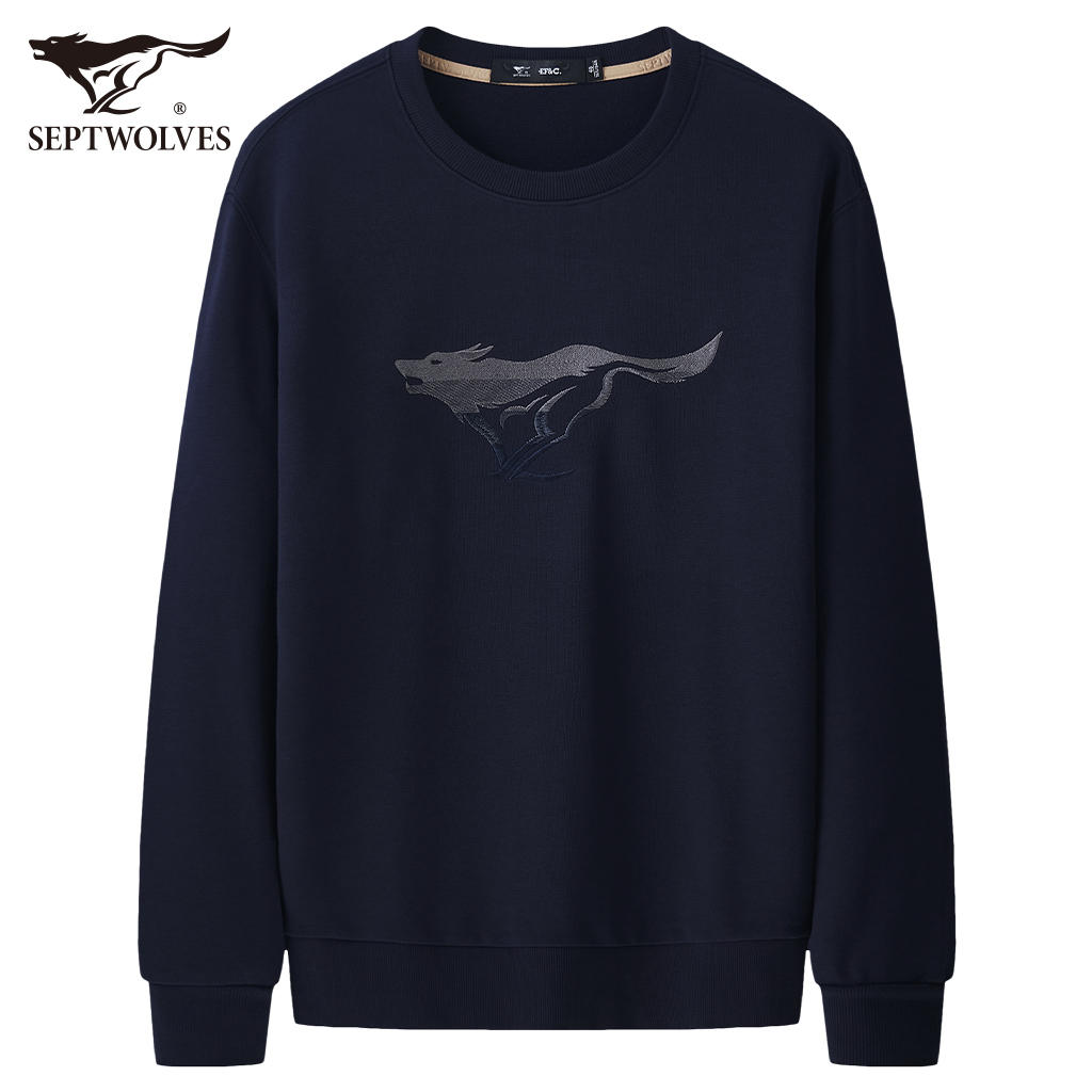 [断码]七匹狼圆领卫衣秋季新款宽松长袖t恤休闲爸爸上衣男装中年